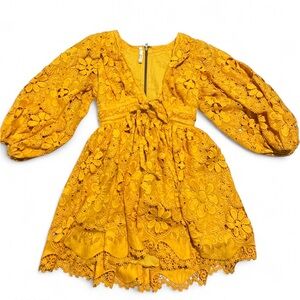 Leilani yellow lace eyelet mini Dress